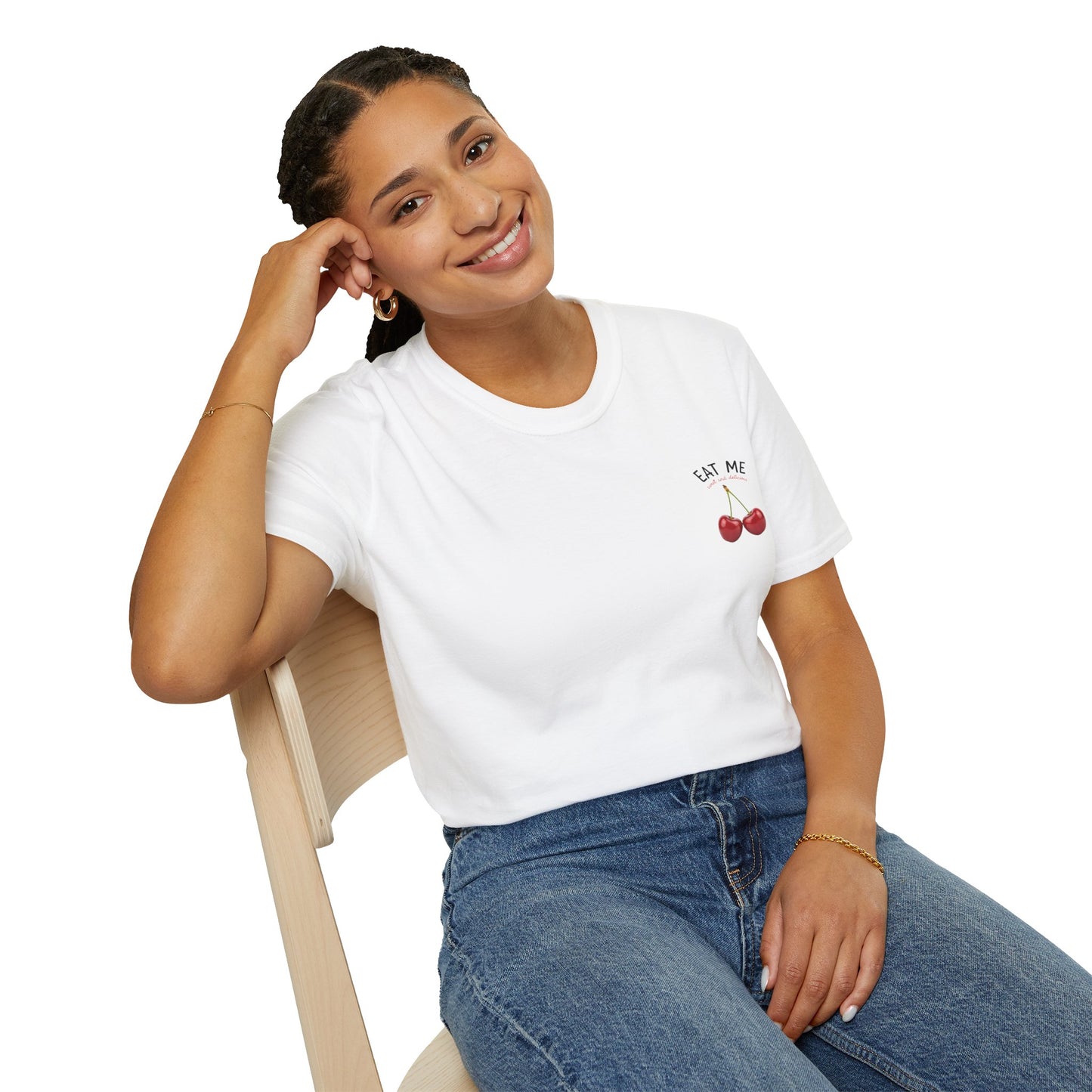 Cherries 'Eat Me' T-Shirt, Fun Cheeky Woman's Tee, Unisex Softstyle Shirt, Fruit