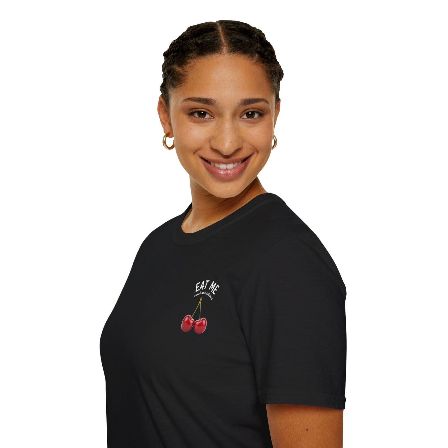 Cherries 'Eat Me' T-Shirt, Fun Cheeky Woman's Tee, Unisex Softstyle Shirt, Fruit