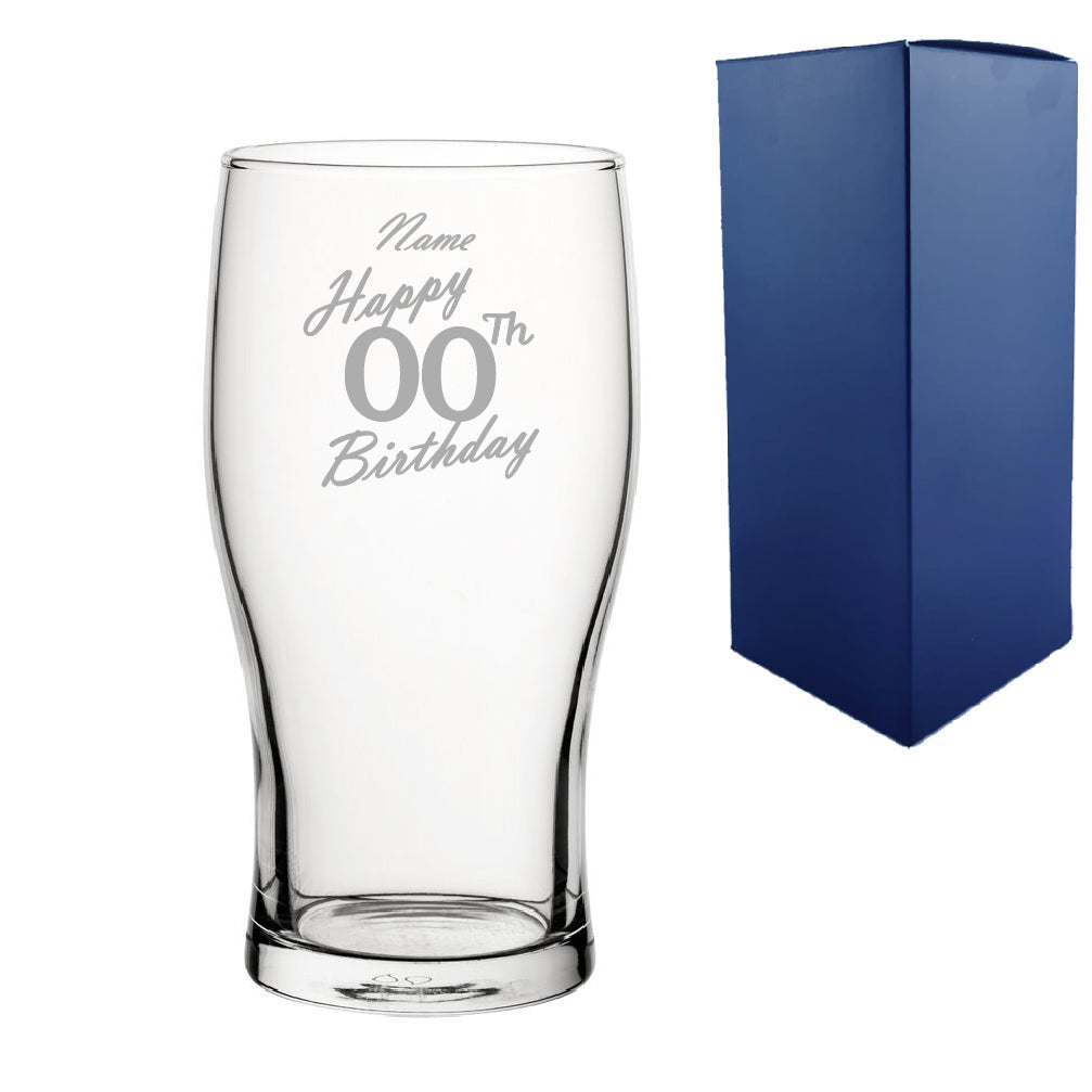 Engraved  Birthday Beer Glass, Years 