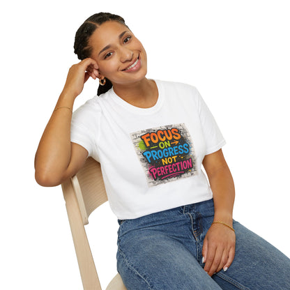 Motivational Graphic Unisex T-Shirt - Focus on Progress Not Perfection - Inspiring Gift