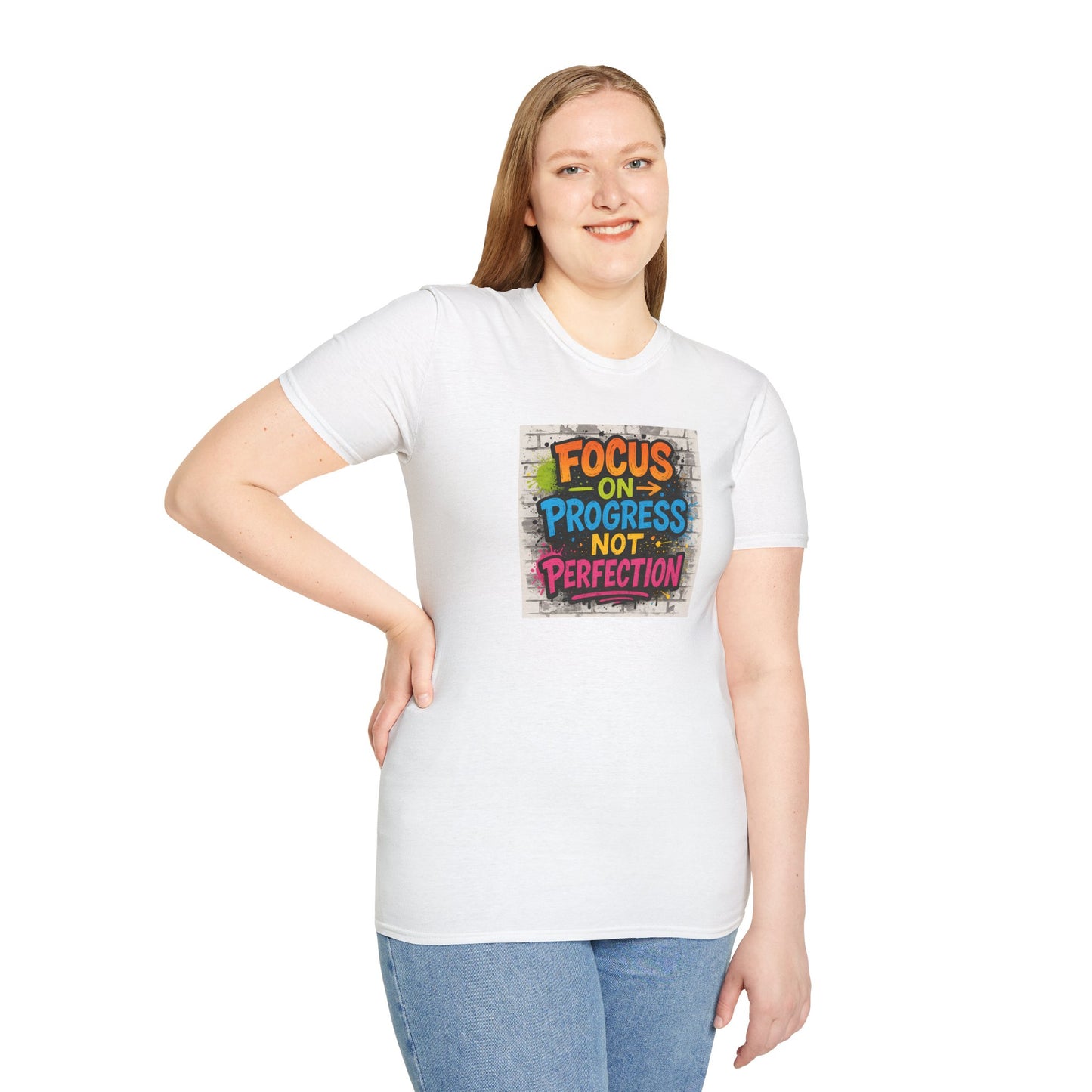 Motivational Graphic Unisex T-Shirt - Focus on Progress Not Perfection - Inspiring Gift