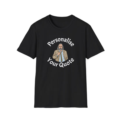 Personalised Jackson Lamb caricature black T-shirt with custom quote"