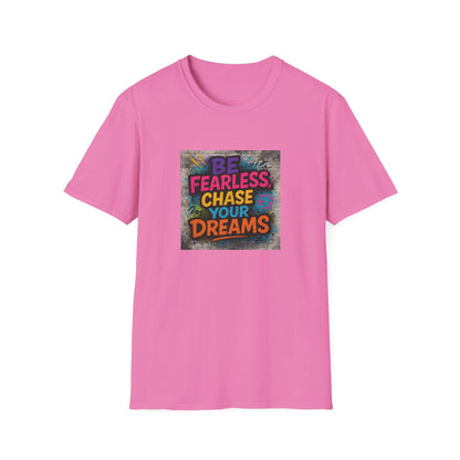 Pink t-shirt with motivational quote on a white background