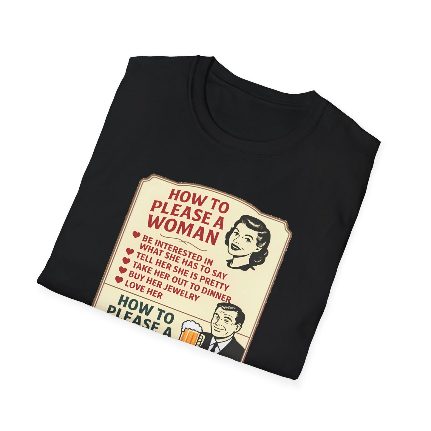 Funny Couples T-Shirt, How to Please A Woman, Unisex Softstyle