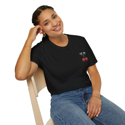 Cherries 'Eat Me' T-Shirt, Fun Cheeky Woman's Tee, Unisex Softstyle Shirt, Fruit