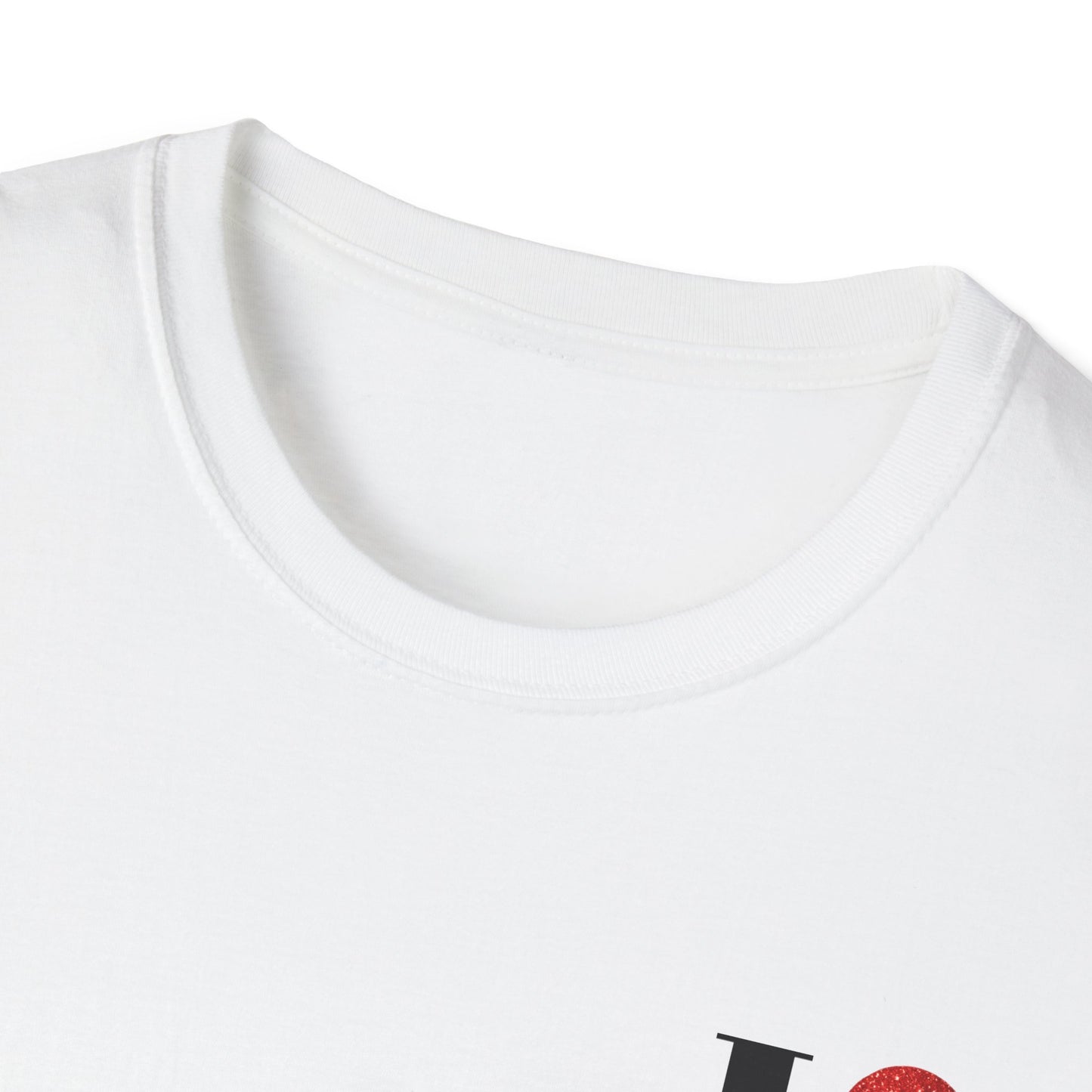 Personalised RED GLITTER Heart Design Unisex T-Shirt, Custom Name Tee,