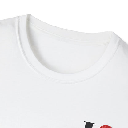 Personalised RED GLITTER Heart Design Unisex T-Shirt, Custom Name Tee,