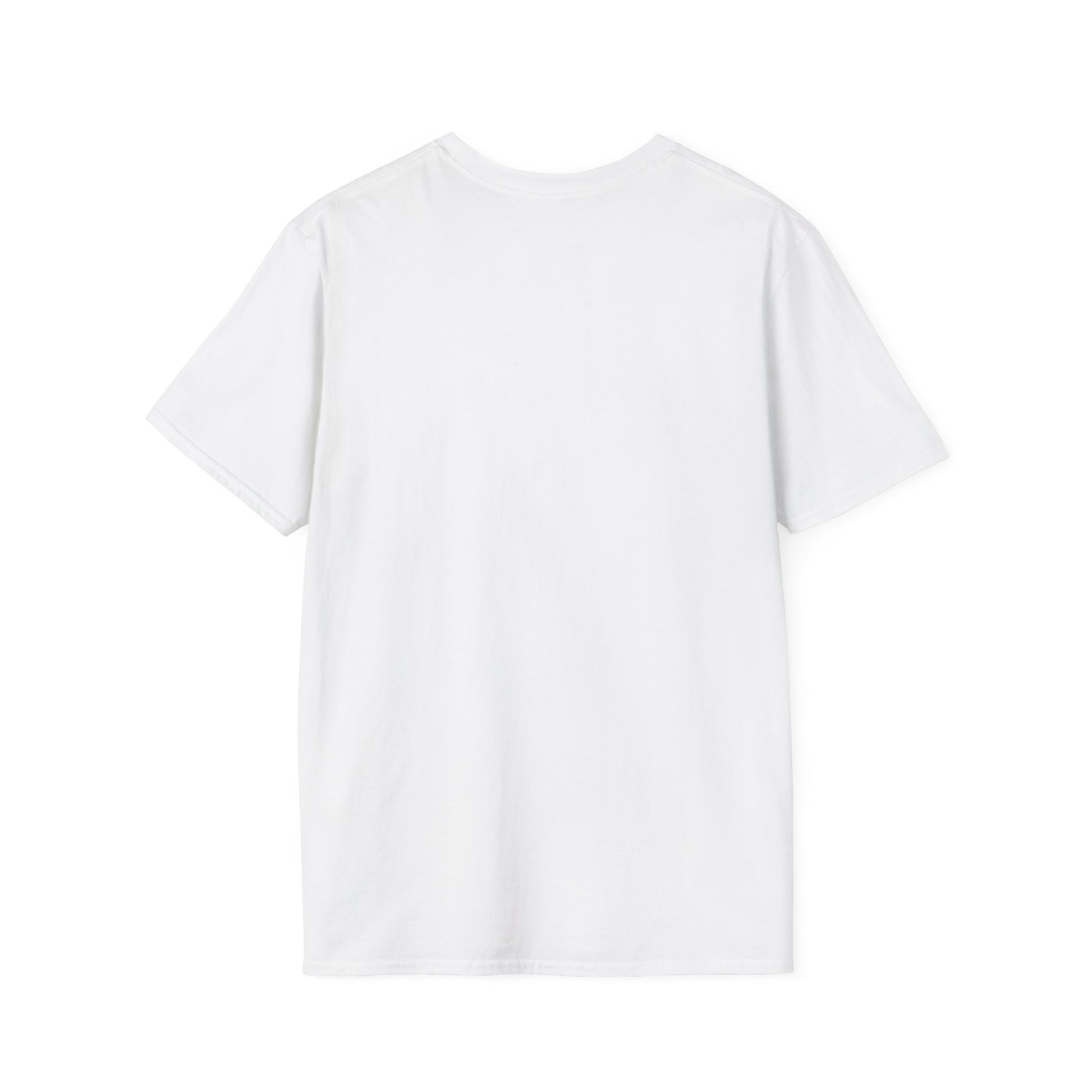 Plain white t-shirt BACK  on a light gray back view
