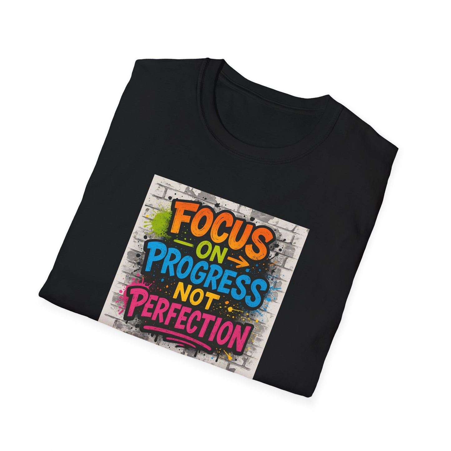 Motivational Graphic Unisex T-Shirt - Focus on Progress Not Perfection - Inspiring Gift