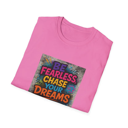 Pink t-shirt with motivational quote on a white background