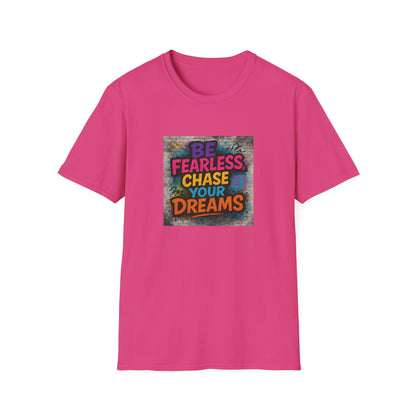 Pink t-shirt with motivational quote on a white background