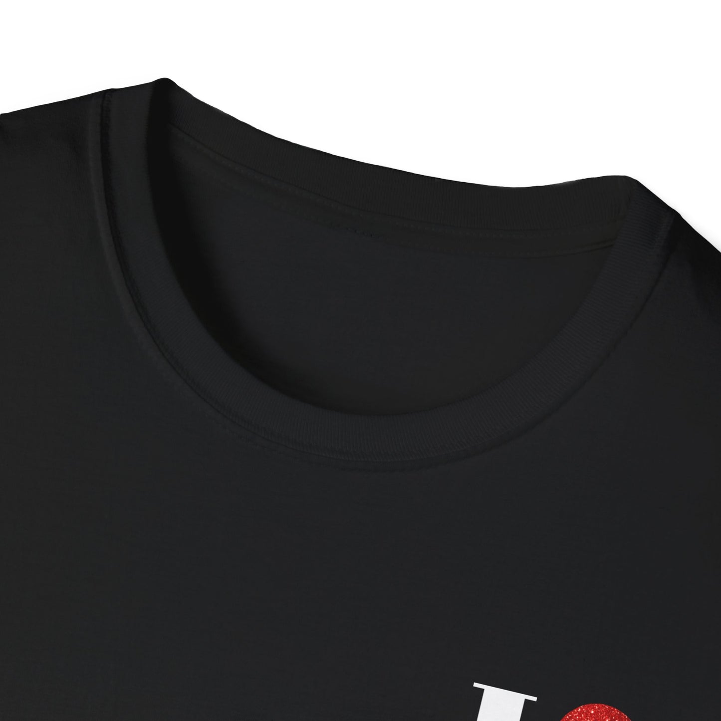 Personalised RED GLITTER Heart Design Unisex T-Shirt, Custom Name Tee,
