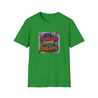 Green t-shirt with motivational quote on a white background