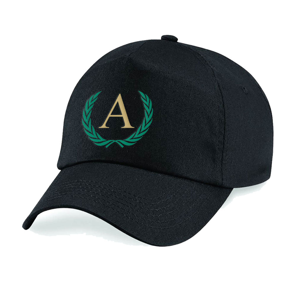 Embroidered Adults Black Cap with Laurel Initial Design Image 2