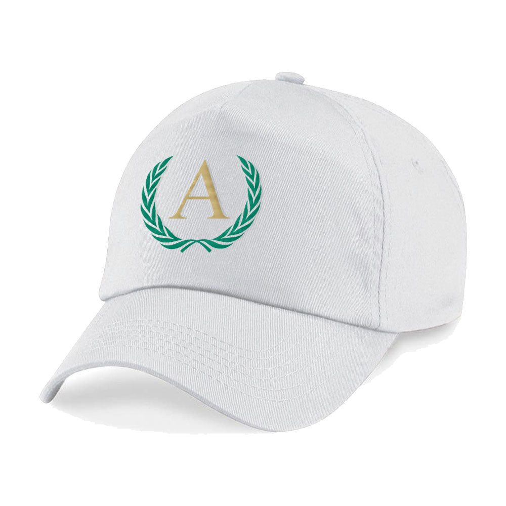 Embroidered Adults White Cap with Laurel Initial Design Image 2