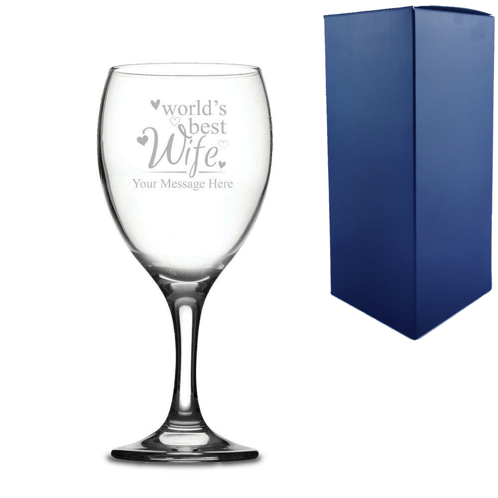 Engraved Wine Glass with World's Best Wife Design Image 2