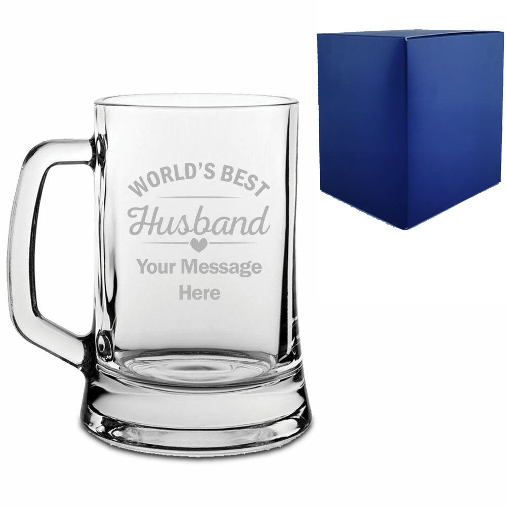 Engraved Tankard Beer Mug with World's Best Husband Design Image 1