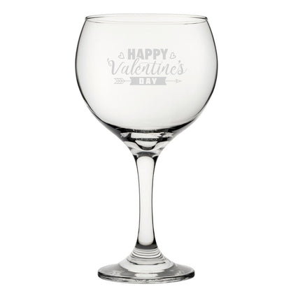 Happy Valentine's Day Classic Design - Engraved Novelty Gin Balloon Cocktail Glass Image 2