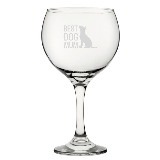 Best Dog Mum - Engraved Novelty Gin Balloon Cocktail Glass Image 1