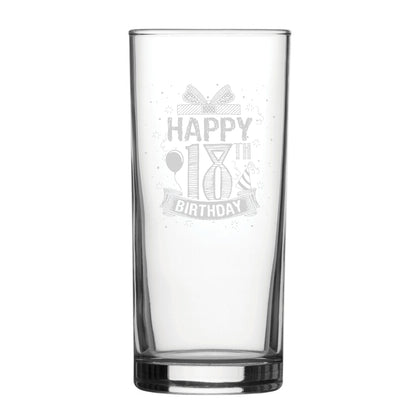 Happy 18th Birthday Present Design - Engraved Novelty Hiball Glass Image 1
