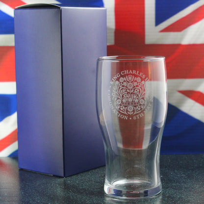 Engraved Commemorative Coronation of the King Pint Glass Image 3