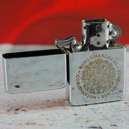 Engraved Commemorative Coronation of the King Silver Lighter Image 4