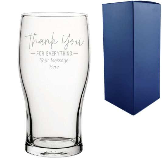 Engraved Pint Glass with Thank You for Everything Design Image 1