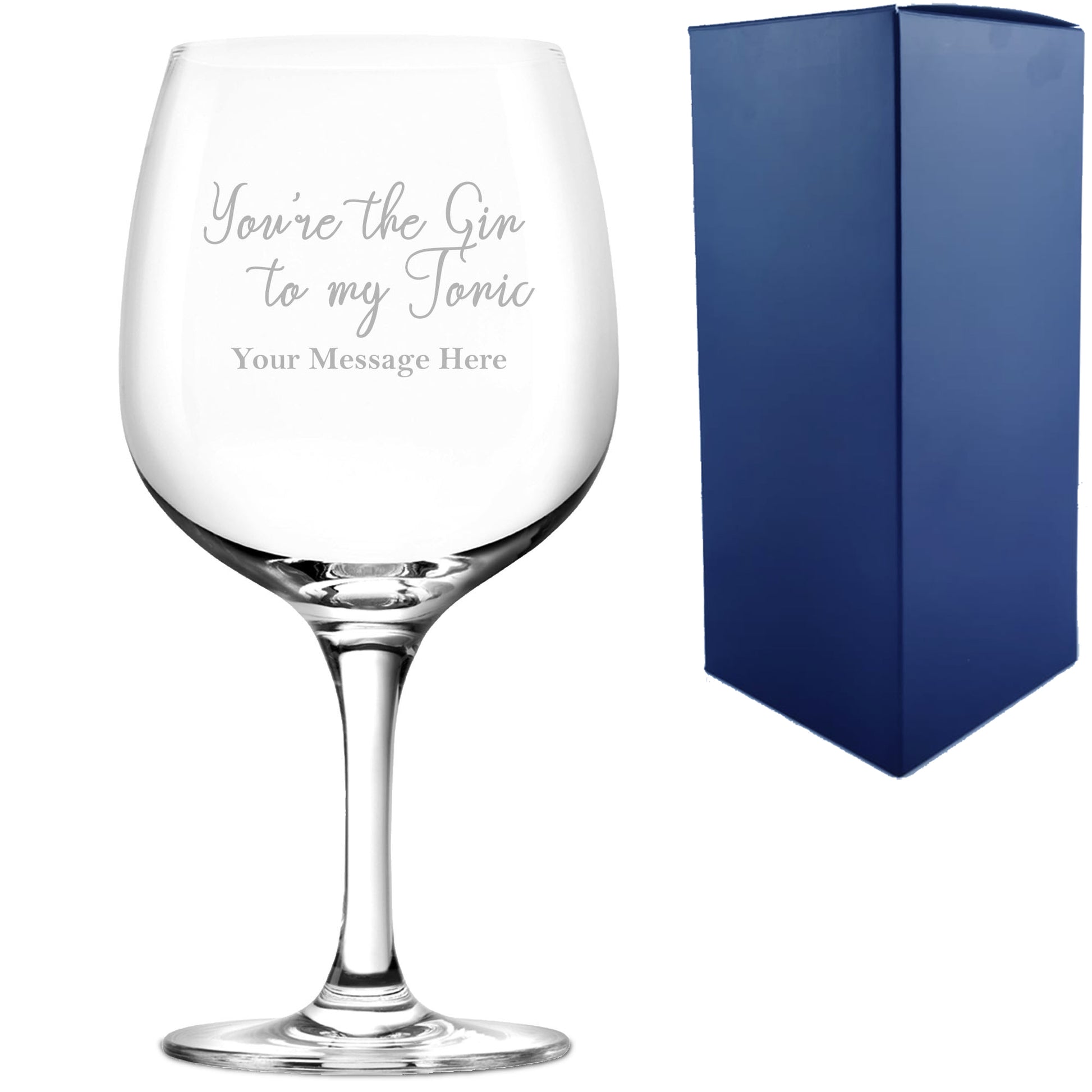 Engraved Spanish Gin Copa Balloon Glass with You're the Gin to My Tonic Design, Personalise with Any Message Image 2