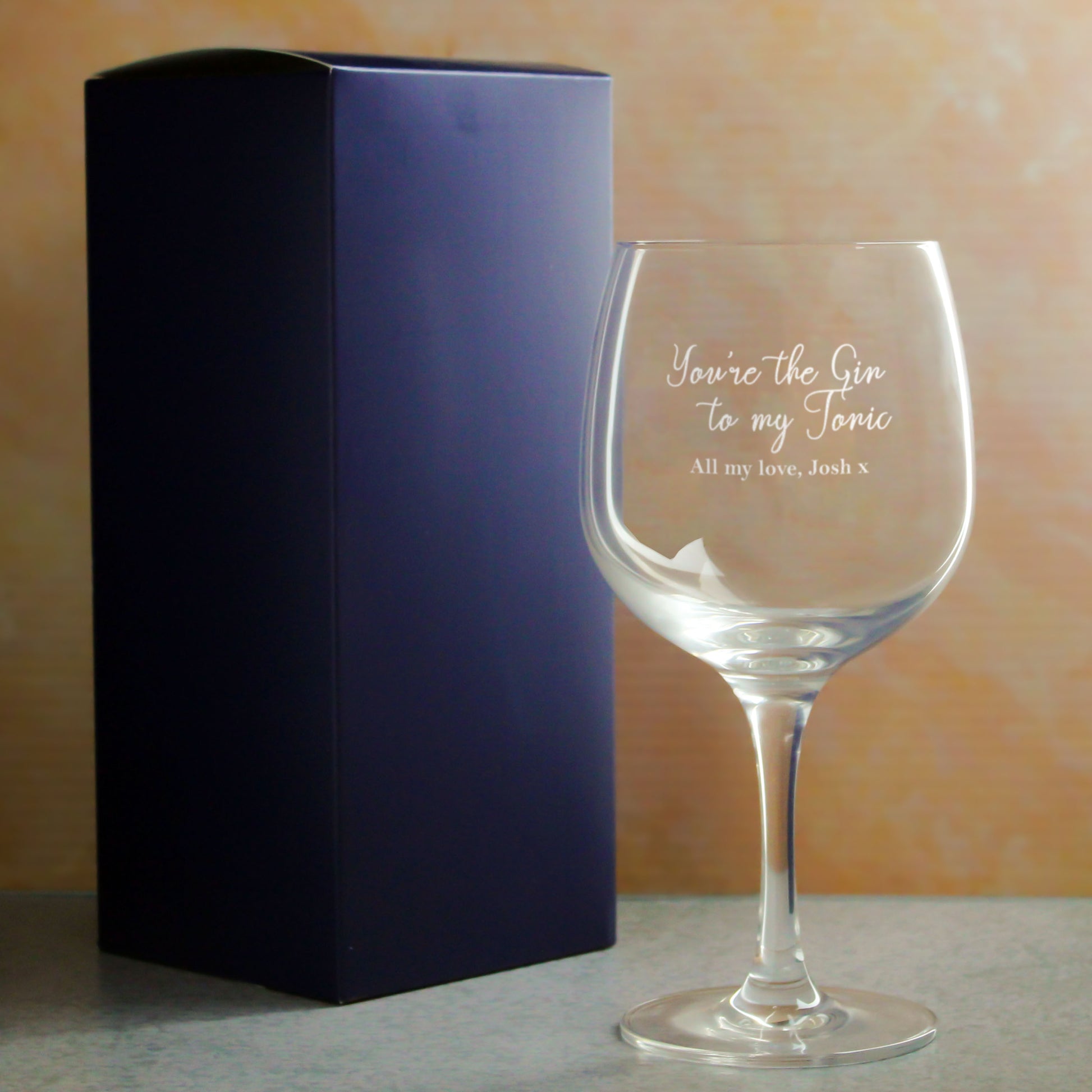 Engraved Spanish Gin Copa Balloon Glass with You're the Gin to My Tonic Design, Personalise with Any Message Image 3