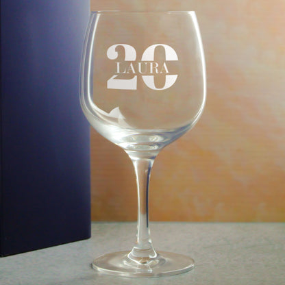 Engraved Spanish Gin Copa Balloon Cocktail Glass with Name in 20 Design Image 4