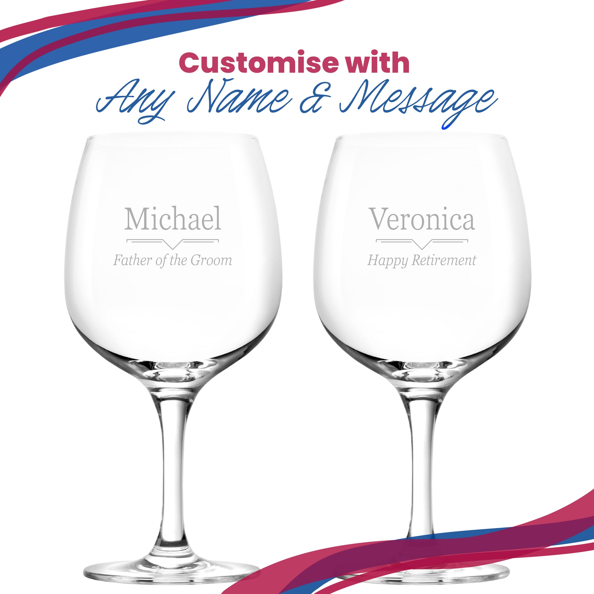 Engraved Spanish Gin Copa Balloon Glass with Line Break Design, Personalise with Any Name and Message Image 5