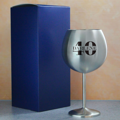 Engraved Metal Gin Balloon Cocktail Glass with Name in 40 Design Image 3