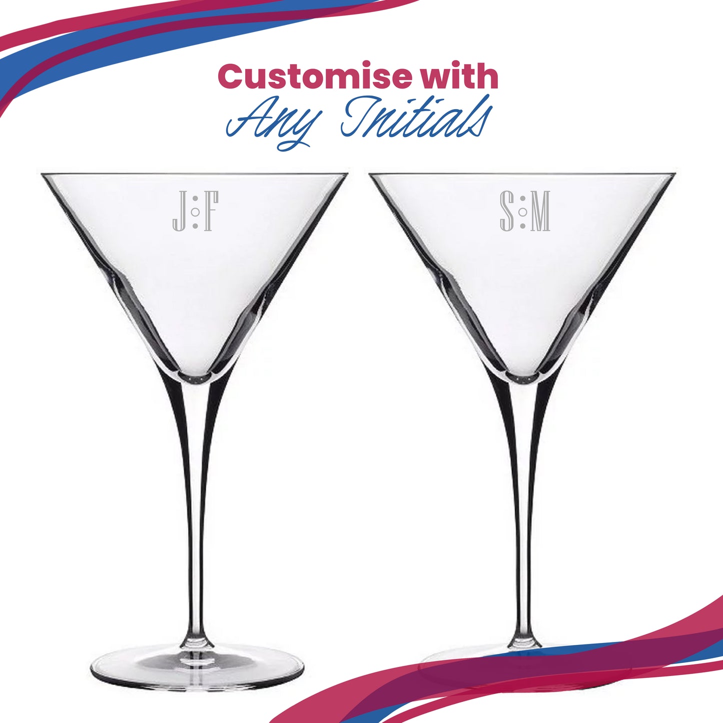 Engraved Allegro Martini Cocktail Glass with Initials Design, Personalise with Any Name Image 5