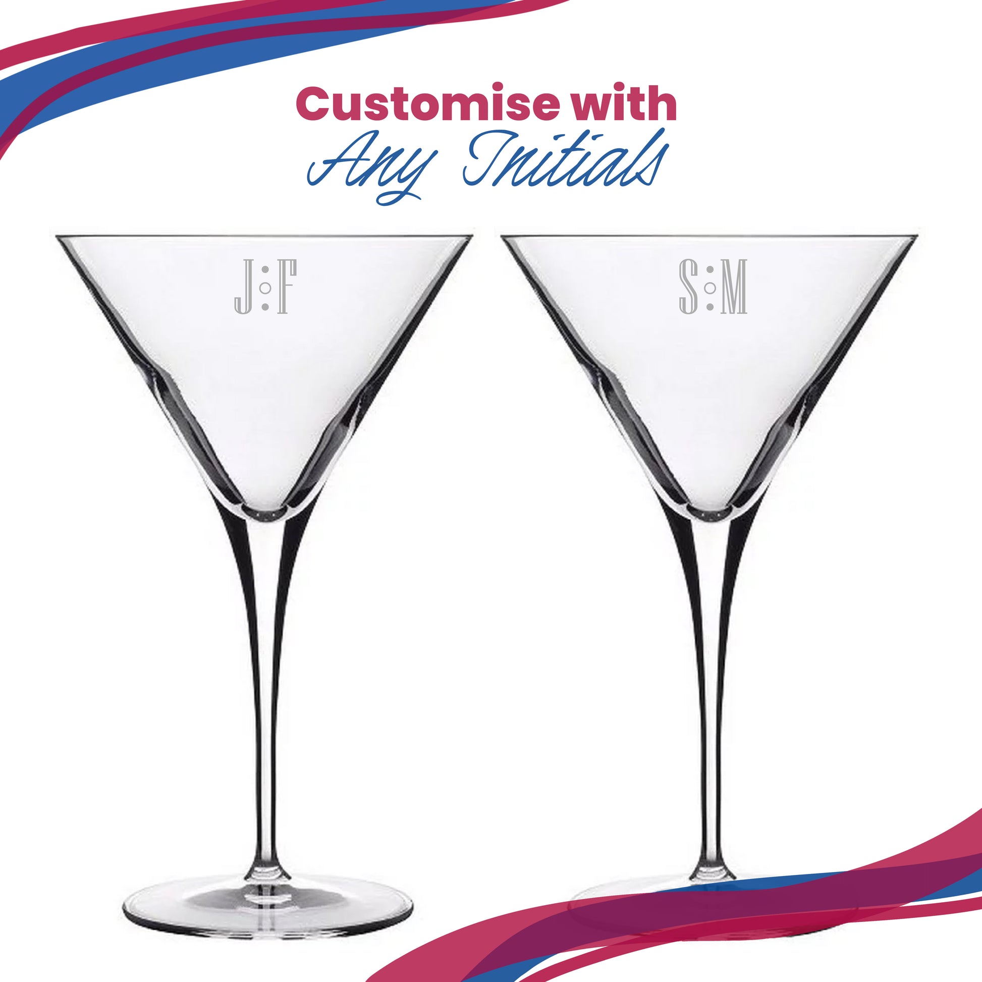 Engraved Allegro Martini Cocktail Glass with Initials Design, Personalise with Any Name Image 5