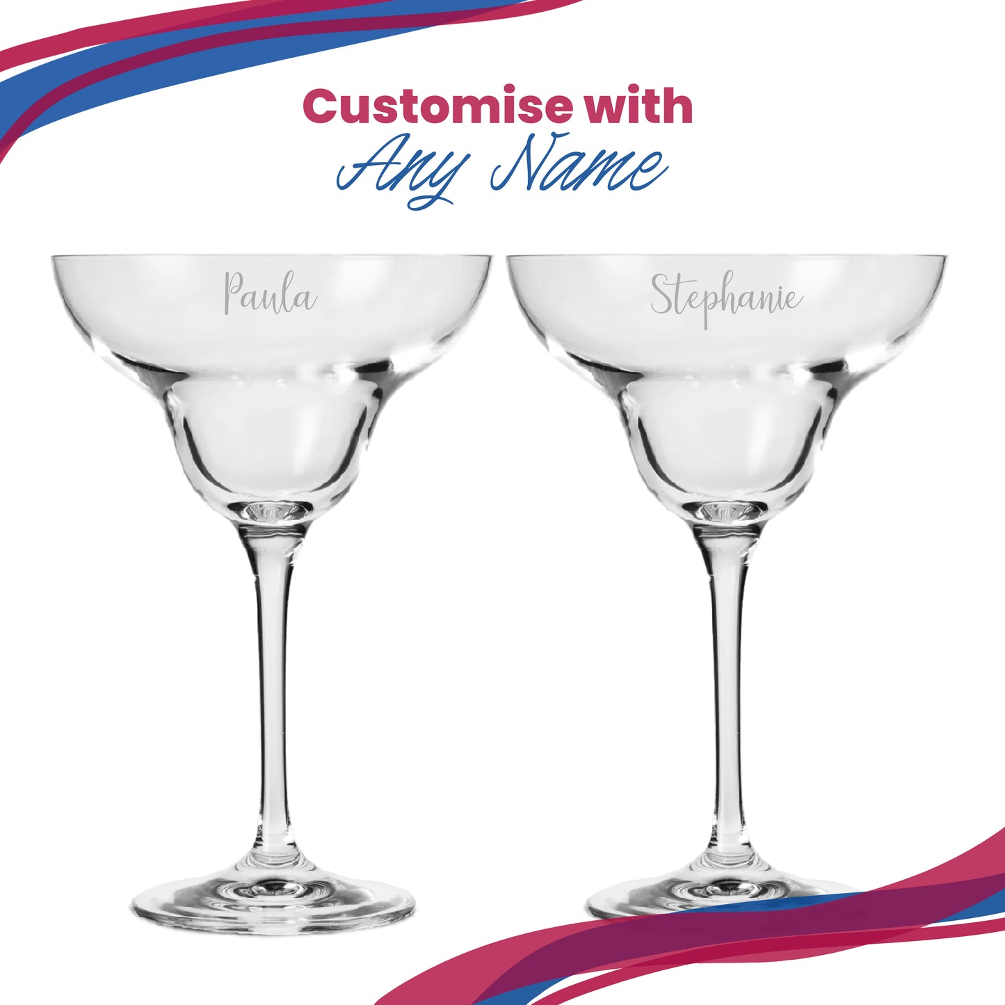 Engraved Crystal Infinity Margarita Cocktail Glass with Script Name, Personalise with Any Name Image 5