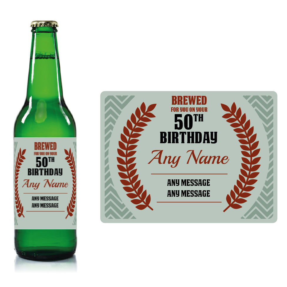 Personalised Birthday beer bottle label Pale Blue - Corn Ears Image 2