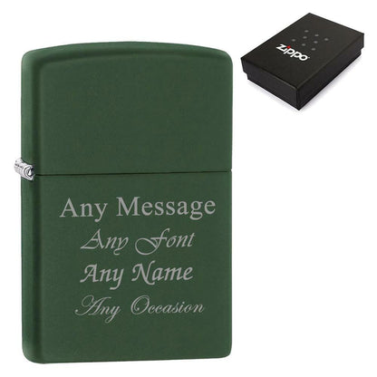 Engraved Matte Green Zippo Lighter Image 1