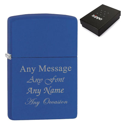 Engraved Matte Royal Blue Zippo Lighter Image 1