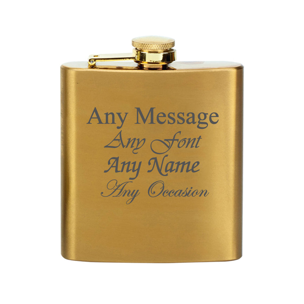 Engraved Brass 6oz Hip Flask Image 2