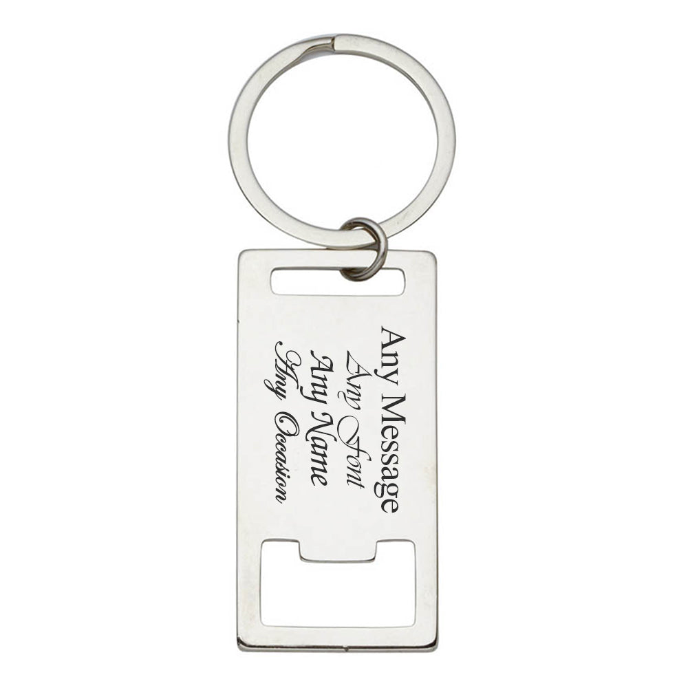 Engraved Rectangle Bottle Opener Keyring Image 1