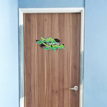 Personalised Green Graffit Sticker Perfect For Bedroom Doors or Wall Any Name Printed Simply Peel and Stick - 300mm wide Image 1