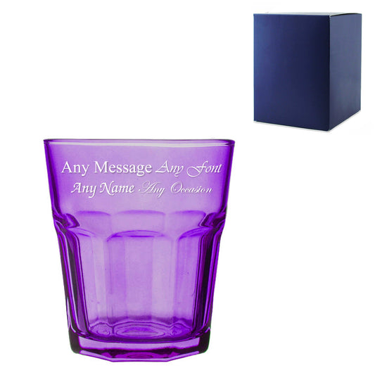 Engraved 305ml Purple Coloured Water Glass with Gift Box Image 1