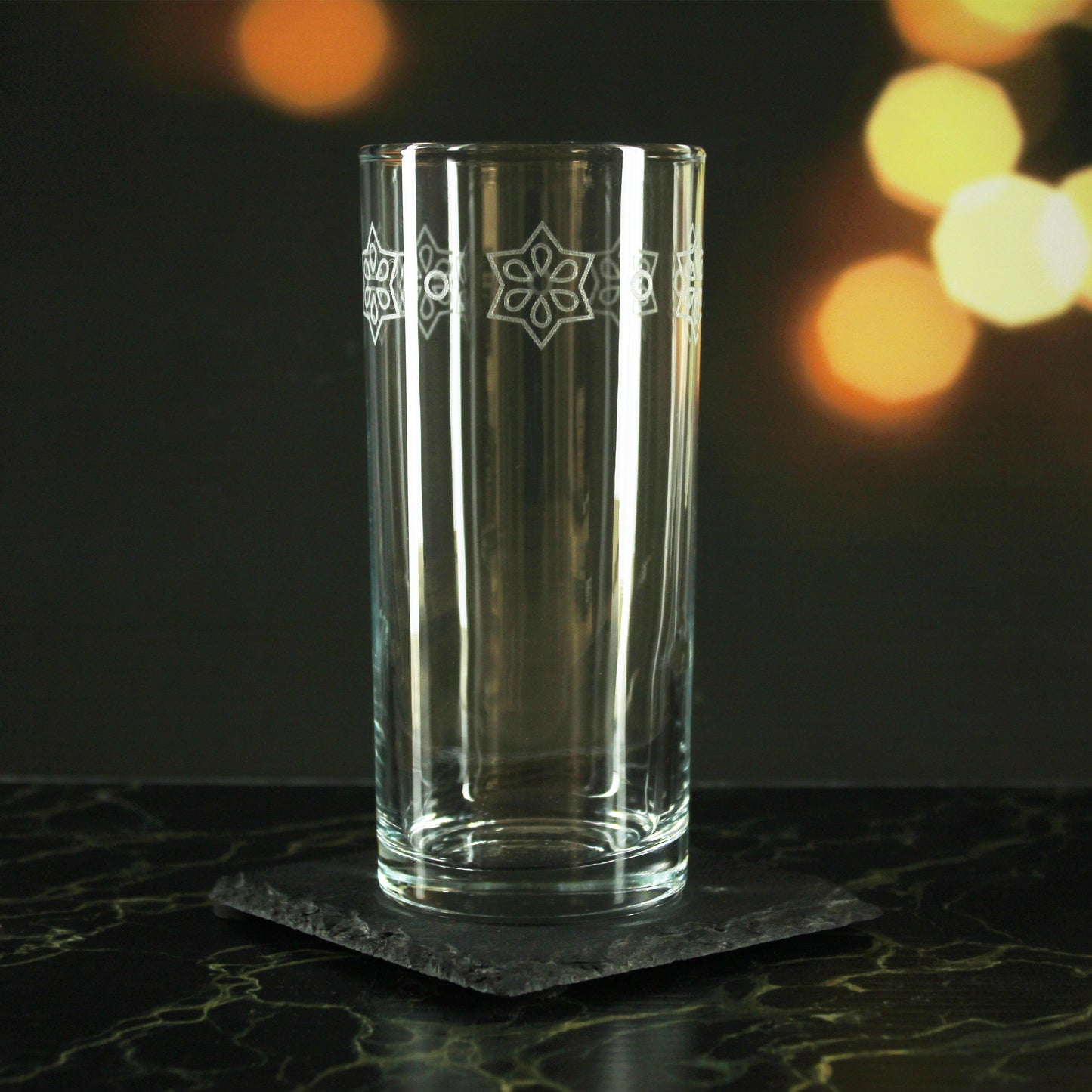 Engraved Stars Set of 4 Patterned Hiball 12oz Glasses Image 3