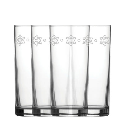 Engraved Stars Set of 4 Patterned Hiball 12oz Glasses Image 2