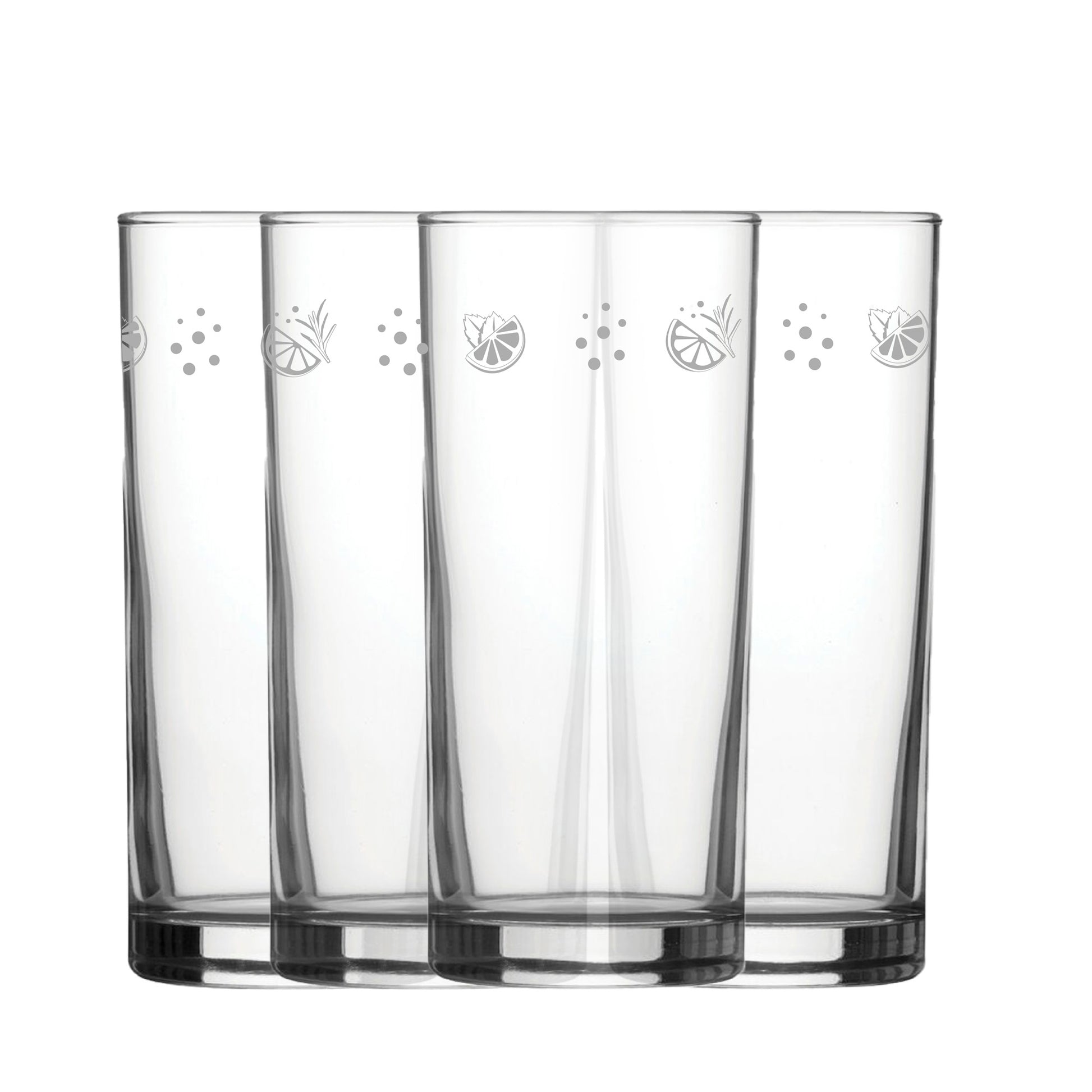 Engraved Lemons Set of 4 Patterned Hiball 12oz Glasses Image 2