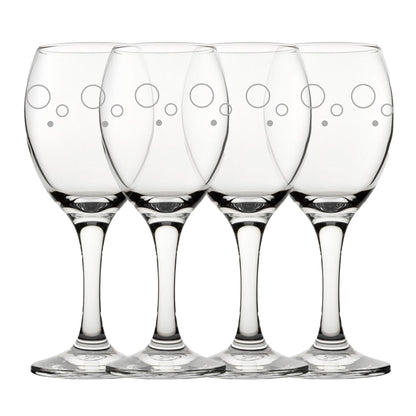 Engraved Circles Pattern Pure Wine Set of 4 11oz Glasses Image 1