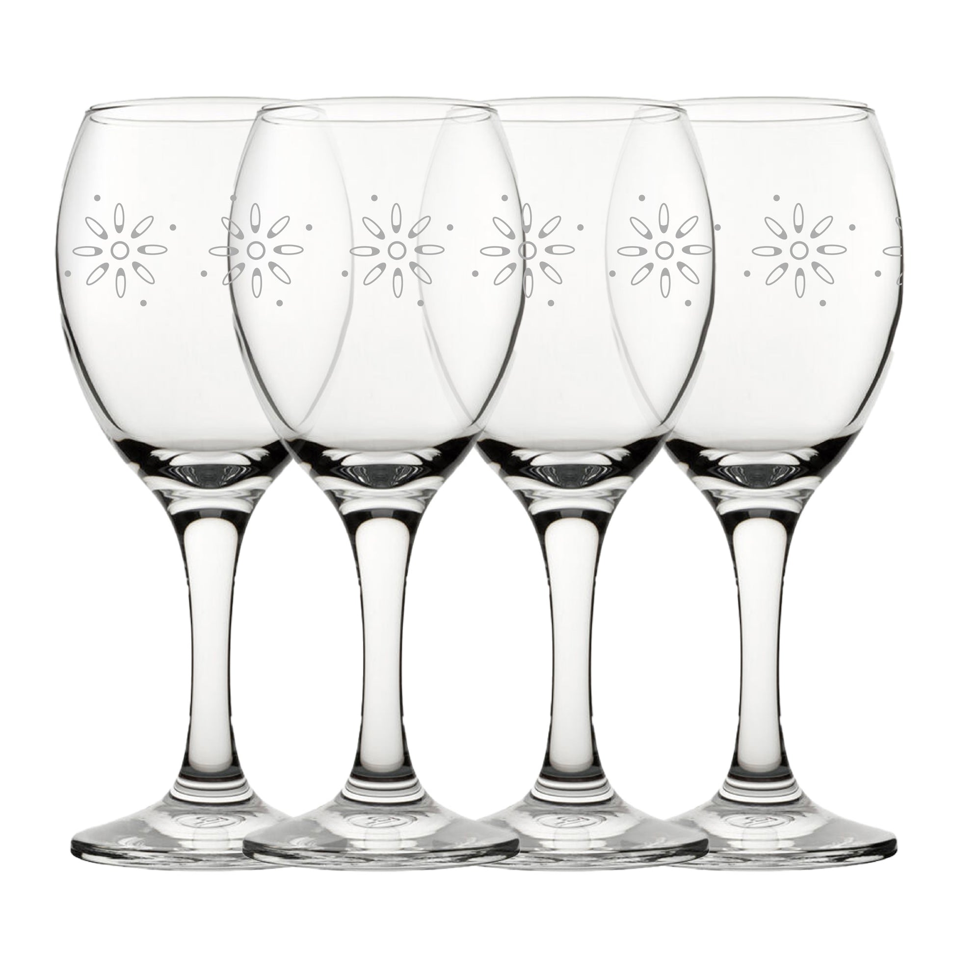 Engraved Fireworks Pattern Pure Wine Set of 4 11oz Glasses Image 2