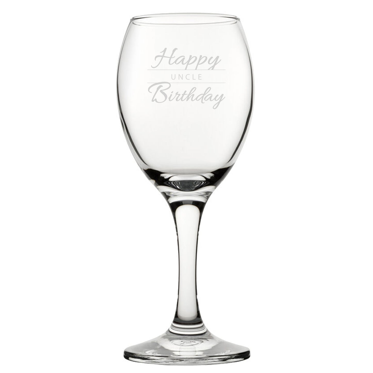 Happy Birthday Uncle Modern Design - Engraved Novelty Wine Glass Image 1