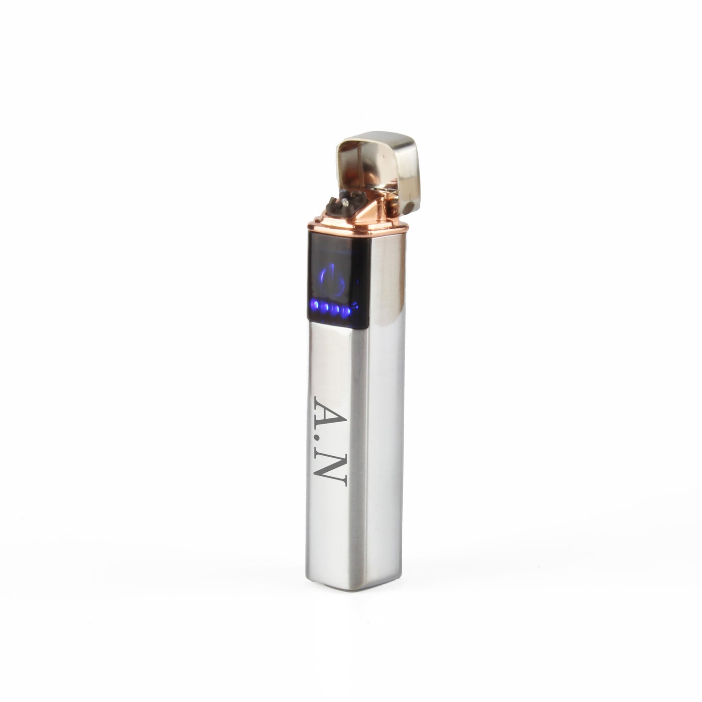 Engraved Slim Electric Lighter Silver Initials Gift Boxed Image 3