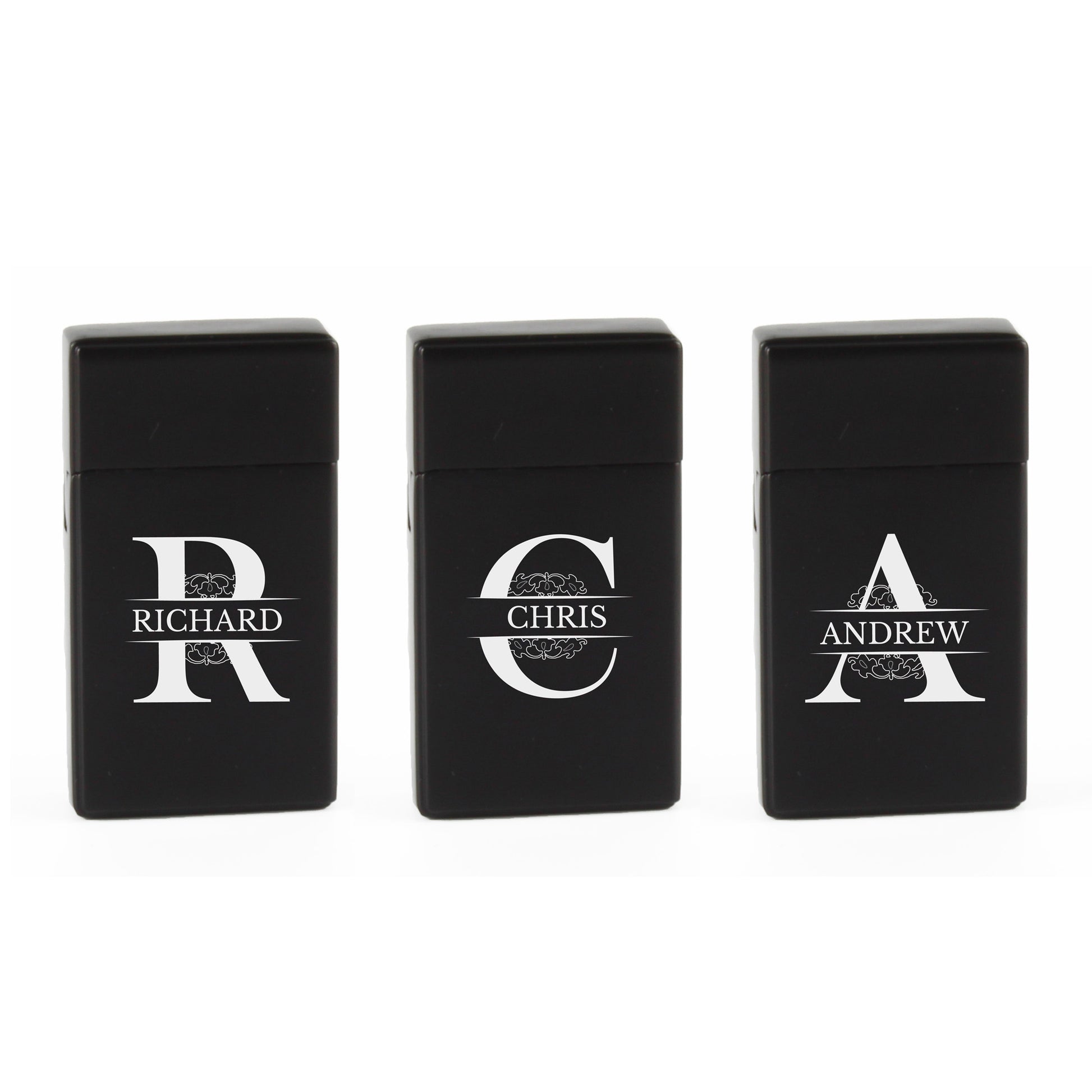 Engraved Jet Gas Lighter Black Any Letter Gift Boxed Image 4